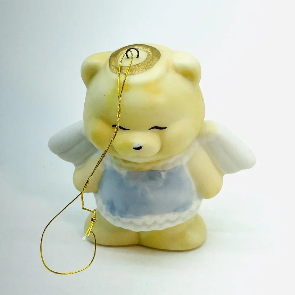 VTG Christmas Around The World Ornament Angel Bear Hand Painted Porcelain Taiwan